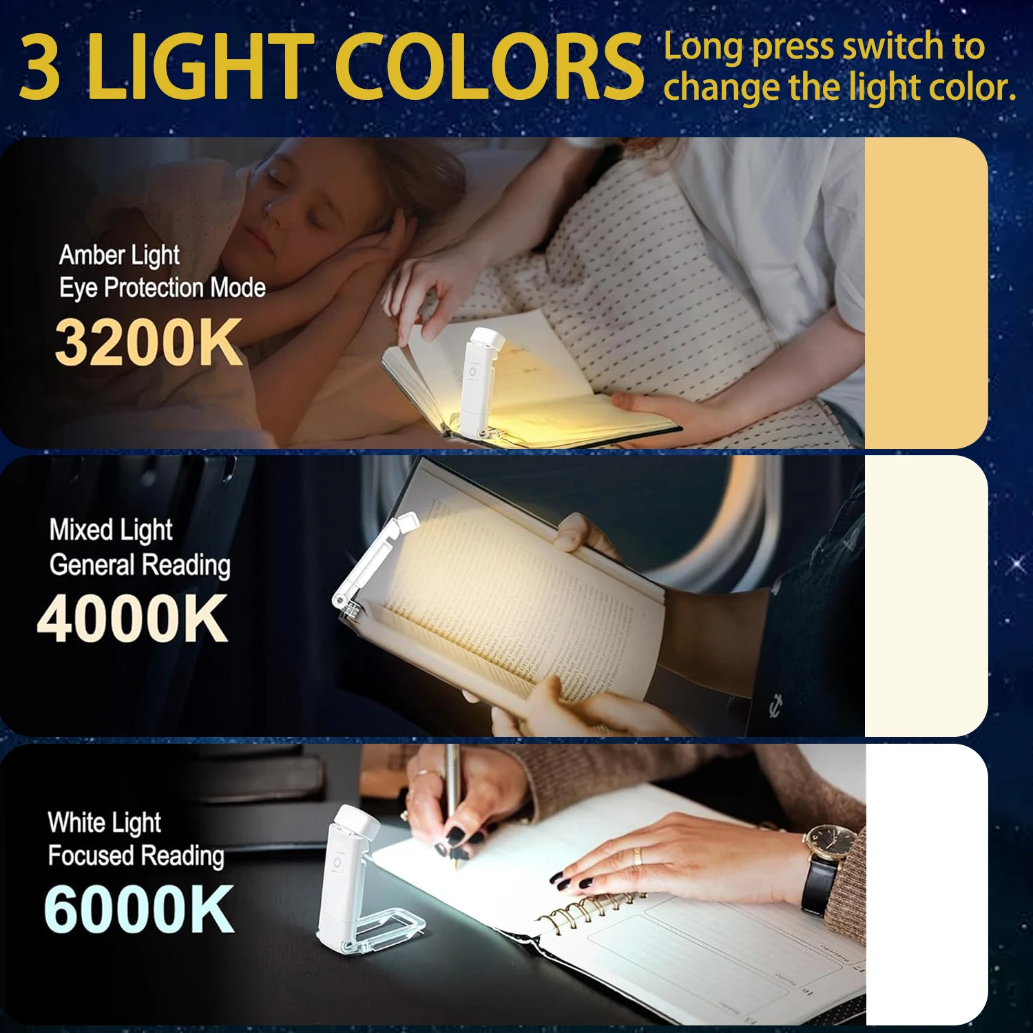 LED USB wiederaufladbare Buch Licht Leselicht Augenschutz Nachtlichter tragbare Clip Schreibtischlampe Lesezeichen Lesebuch Lampen