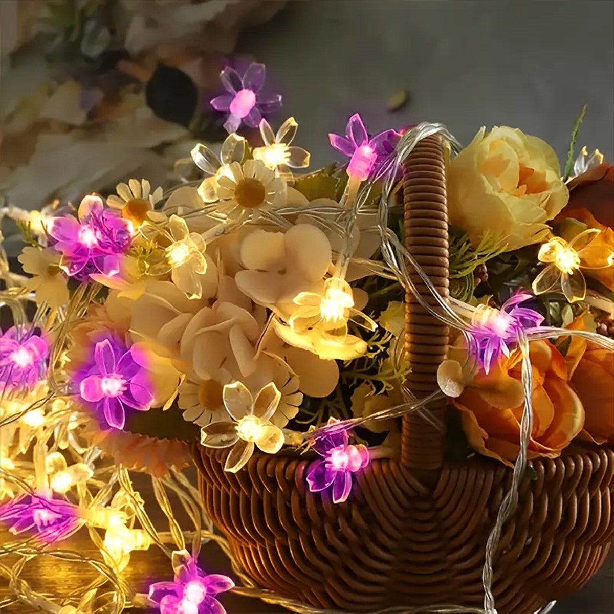 1pc 10M 80LED Cherry Blossom Flower String Lights With 8 Lighting Modes USB Powered for Home Garden Party Festival Decoration