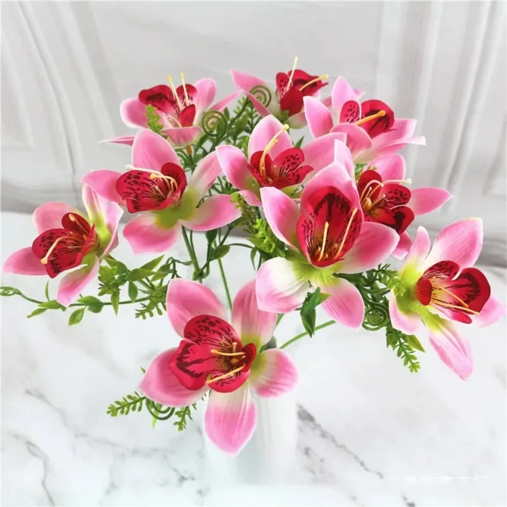 8 Pz/bouquet Artificiale Orchidea Flore Seta Bianca Finto Orchidea Fiore FAI DA TE Matrimonio Indietro Strada Casa Scrivania Vaso Accessori Finte Flores