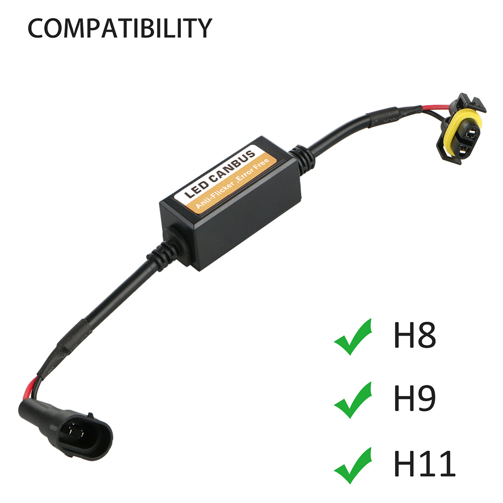 2X H8 H9 H11 LED Canbus Anti Flicker Bulb Error Decoder Resistor Canceller Adapter for Car Headlight Fog light