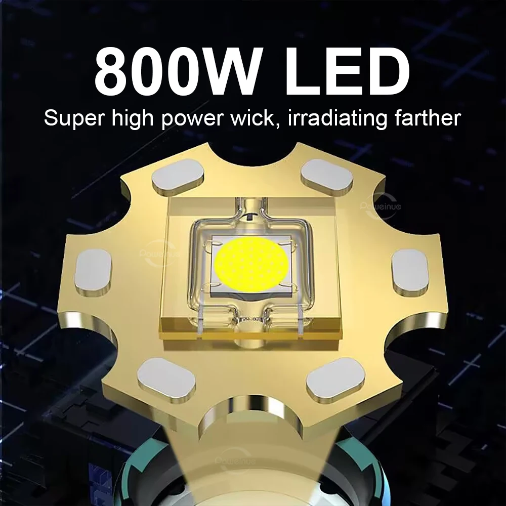 Linterna frontal potente de 1000000LM, linterna frontal con Sensor Led de 800W, linterna frontal de largo alcance, linterna frontal recargable 18650 para pesca y Camping