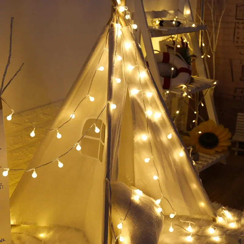 3M LED Mini Light String คริสตัลบอลแบตเตอรี่สวนกลางแจ้ง Camping Light String กันน้ํา Garland Light รอมฎอนตกแต่ง