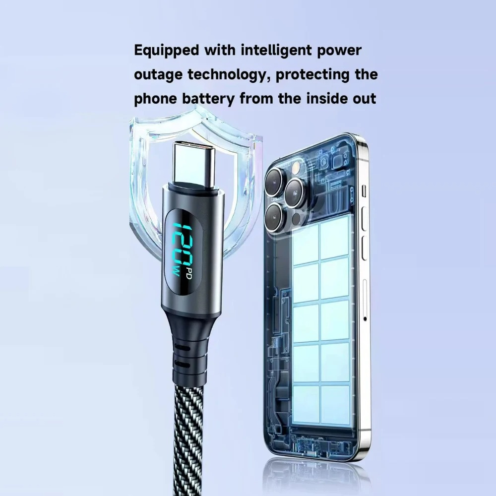 6A 120W USB C to USB C Cable Super Fast Charging Phone Charger Data Cord For Samsung Xiaomi Huawei USB Type C Quick Charge Cable