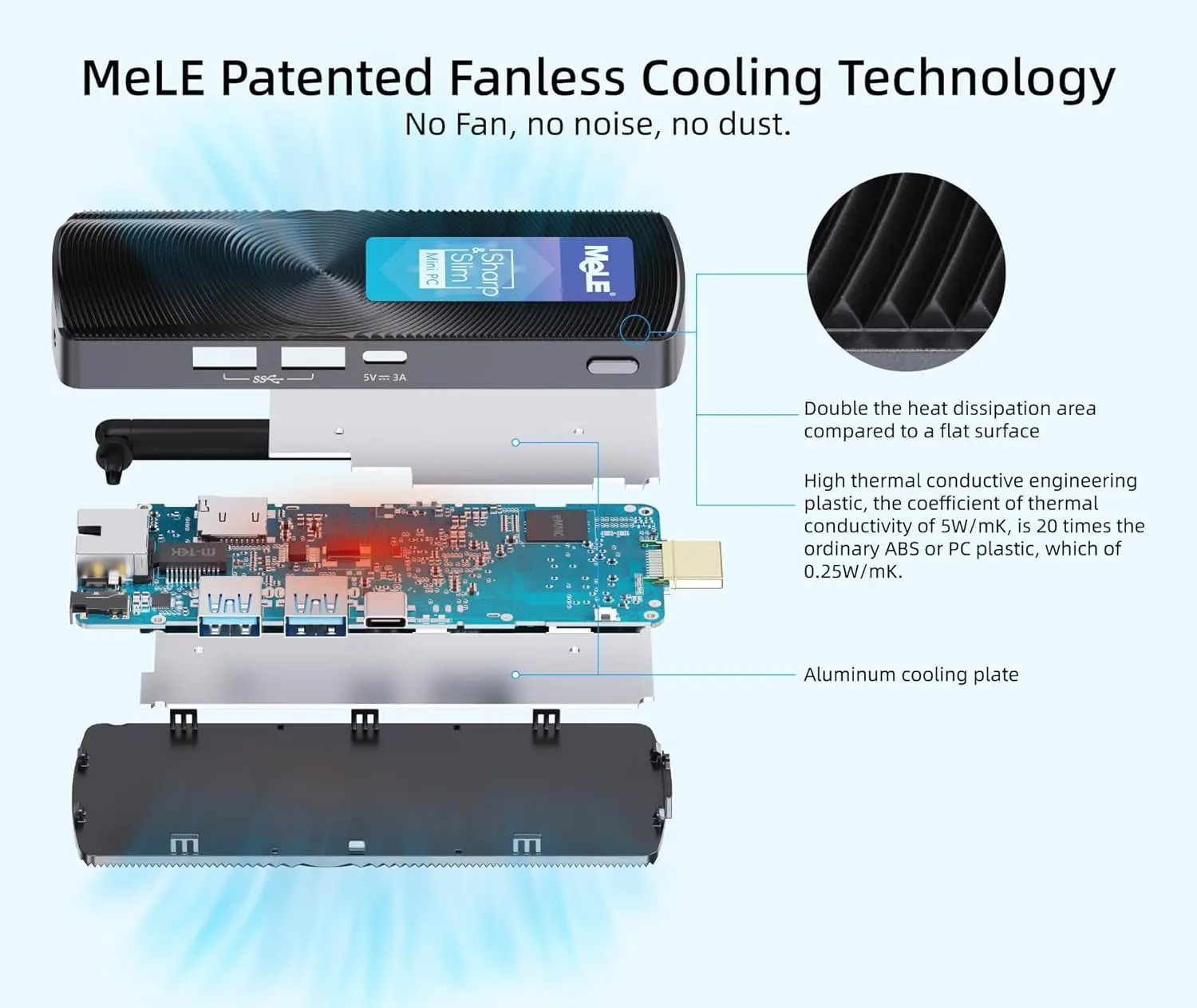 MeLE PCG02 Fanless Mini PC Stick Windows 11 Home J4125 4GB 64GB Mini Computer HDMI 2.4G/5GHz Wi-Fi 5 BT4.2 Gigabit Ethernet