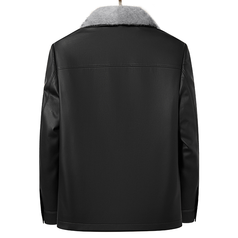 YN-2286 Winter High-quality Men's Removable Ferret Down Collar Sheepskin Down Jacket White Duck Down Leather Jacket Men Thick