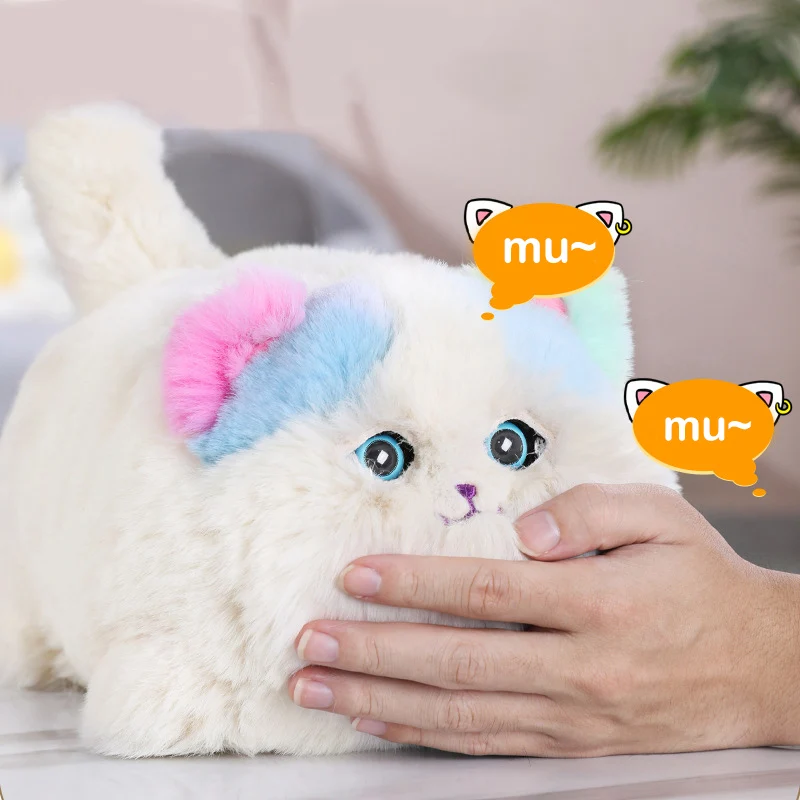 การ์ตูนน่ารักตุ๊กตาไฟฟ้า Cuddle Cat ของเล่นสร้างสรรค์จําลองแมวเรียนรู้ Talk Wag หางของคุณ Blink Your Eyes ตุ๊กตา Plush ของเล่น