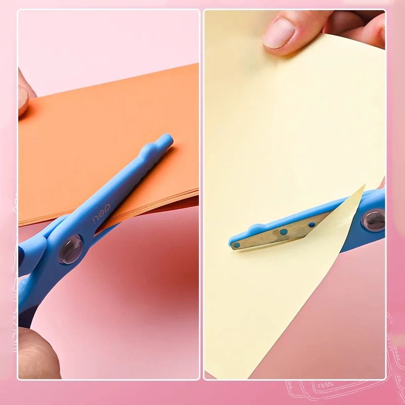 델리 만화 안전 가위 어린이 DIY 수제 공예 종이 절단 학교 문구 작은 전단 귀여운