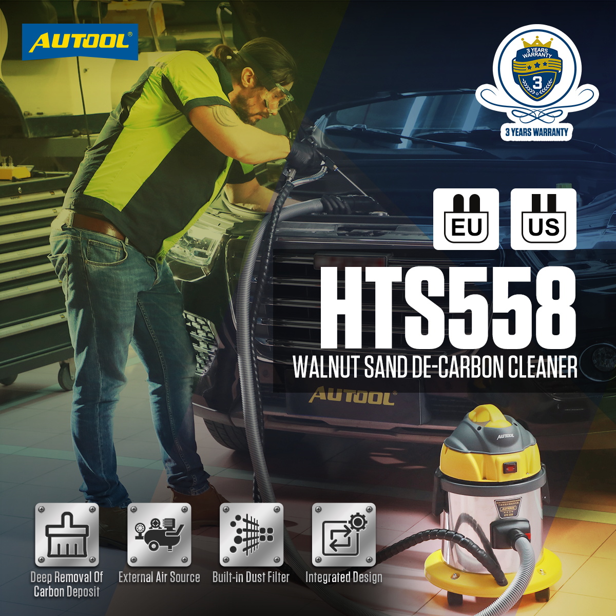 AUTOOL HTS558 Automotive Walnuss Blaster De-Carbon Maschine Einlassventil Reiniger 220 V/110 V Auto Motor Carbon Deposition Reiniger