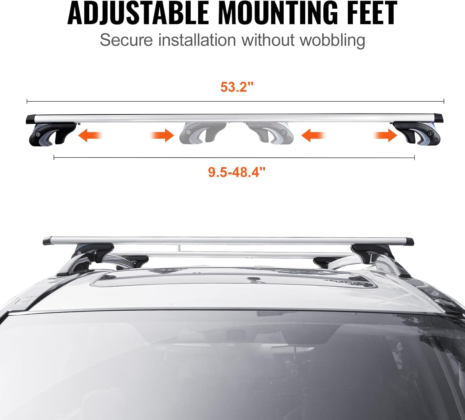 Barras Transversales para Portaequipajes de Techo Universales de Aluminio, Aptas para Rieles Laterales Elevados