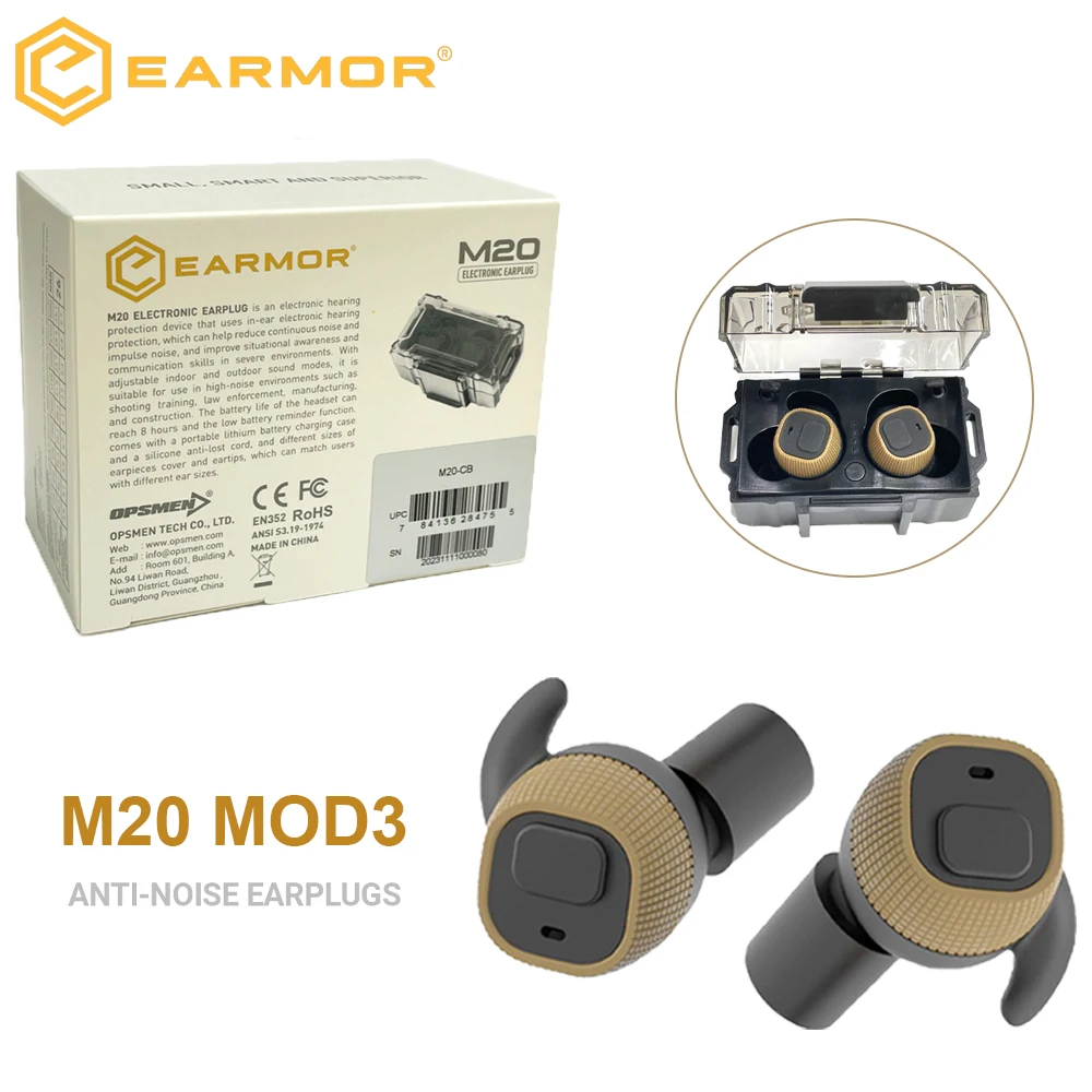 EARMOR M20 Electronic Earbuds Noise Earbuds 22dB, Shooting Earmuffs, Electronic Hearing Protectors, Shooting Accessories