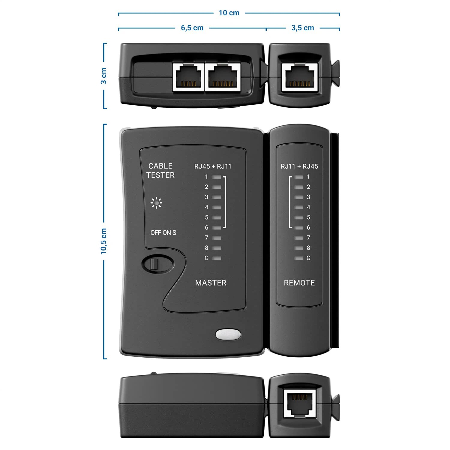 ZoeRax probador de Cable de red Ethernet para LAN RJ45 Cat5 Cat5e Cat6 Cat6a Cat7 UTP/Cable blindado y RJ11 RJ12