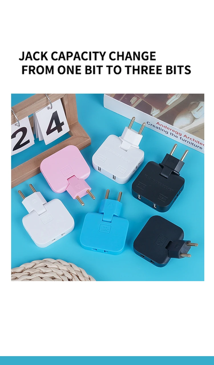 4-in-1-Steckdosenverlängerung, EU-Steckdose, 180-Grad-Stecker, Adapter, Kanada, Mexiko, Reiseadapter, tragbarer Stromkonverter