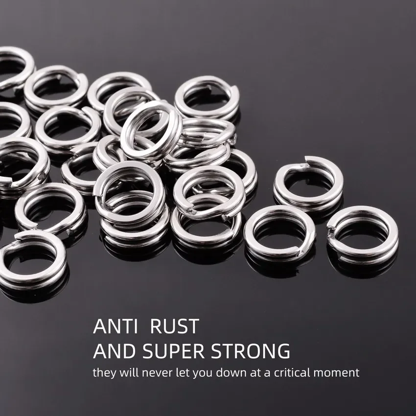 50 Cái/hộp Thép Không Gỉ Tách Vòng Câu Cá Đôi Hình Bầu Dục Tách Vòng Nhẫn Đồng Màu Phụ Kiện Câu Cá Tiện Tích Tắc Dụ Xoay