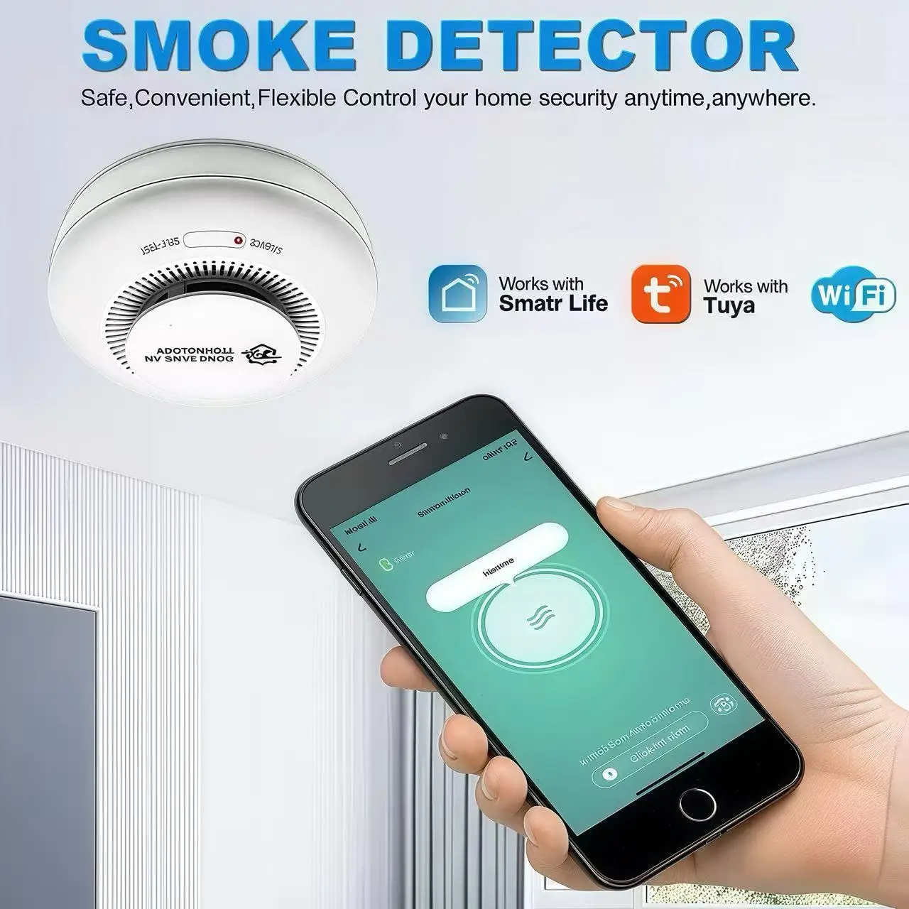 DFA WiFi TUYA สมาร์ทควันไร้สายเชื่อมต่อเครื่องตรวจจับควัน Fire Alarm ความไวสูงความปลอดภัยป้องกัน Home Sensor 80DB