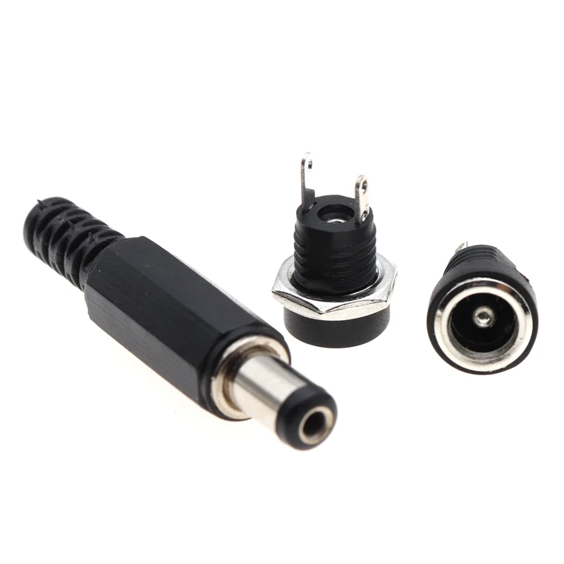 10 Uds 5 pares de Pin conector de alimentación CC 2,1x5,5mm conector hembra + adaptador de enchufe macho DC-022B