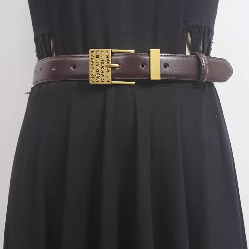 여성용 런웨이 패션 정품 가죽 번호 버클 커머번즈, 여성 원피스 코르셋, 허리띠 벨트 장식, 와이드 벨트 R2639