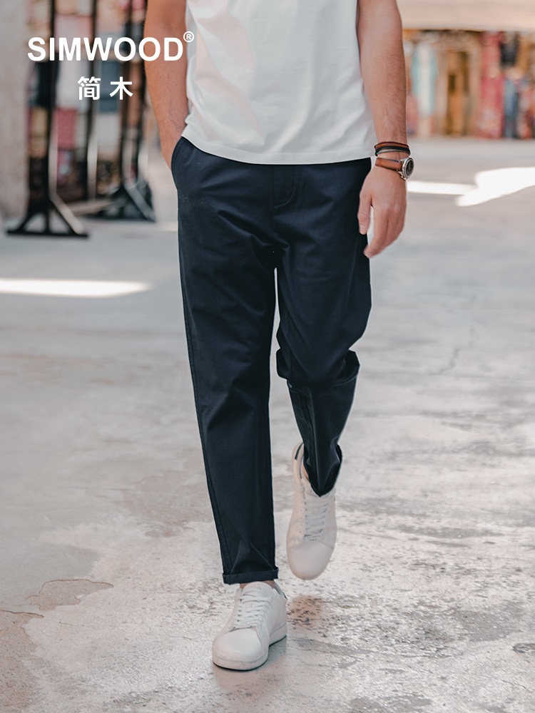 SIMWOOD 2024 otoño nuevos pantalones Chinos cónicos cómodos hombres 250gsm tela pantalones clásicos