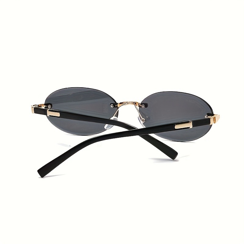 Oval Frameless Women'S Fashion Glasses Metal Frame Hip-Hop Trendy Style for Decorative Eyewear