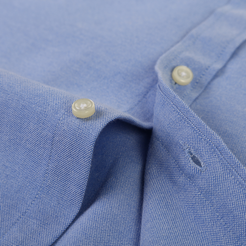 Herren-Hemd, reguläre Passform, langärmelig, robust, Oxford-Oberteil, kariert, gestreift, bestickte Tasche, Button-Down, lässig, vielseitig