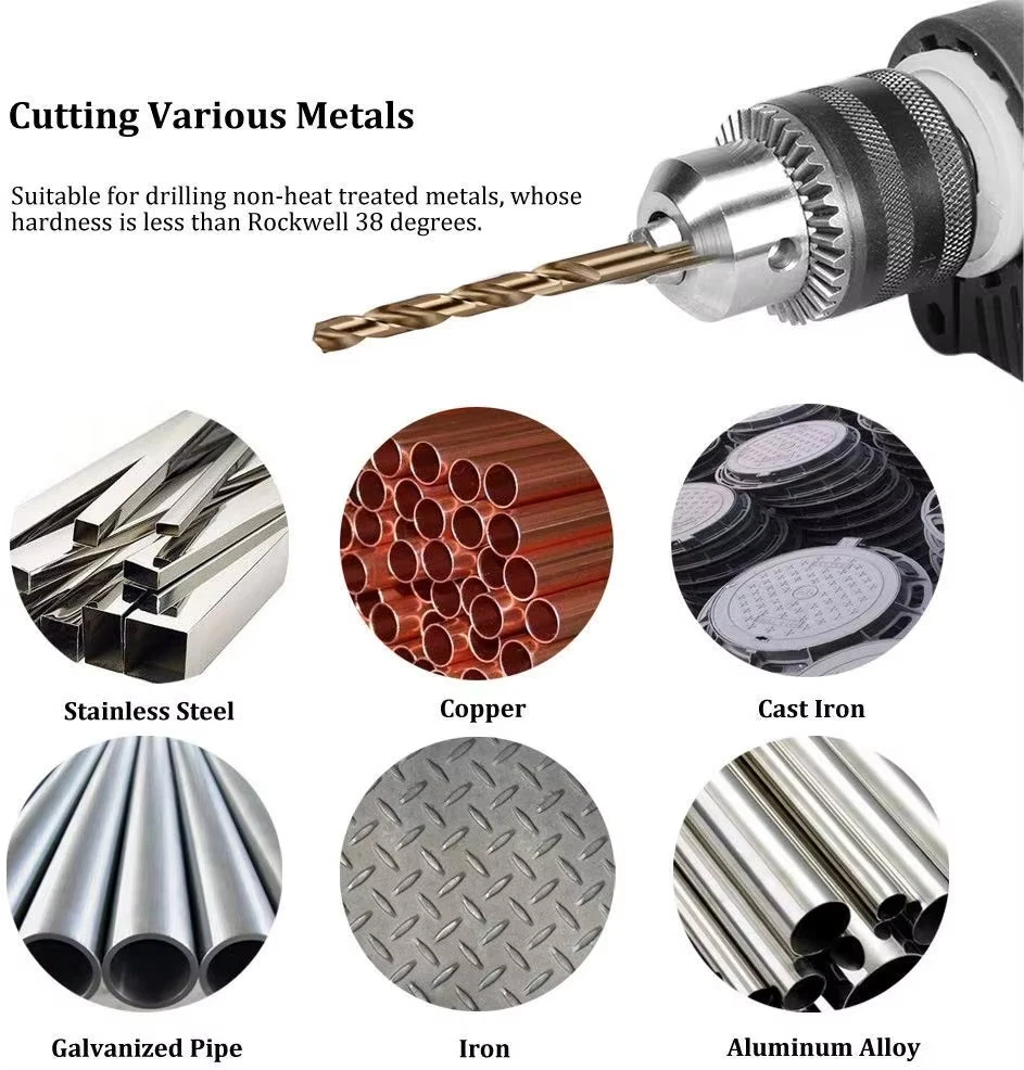 Perfactool 13pc HSS 1.5-6.5mm 라운드 생크 트위스트 드릴 비트 세트 금속 PVC 보드 용 티타늄 코팅 드릴링 구멍