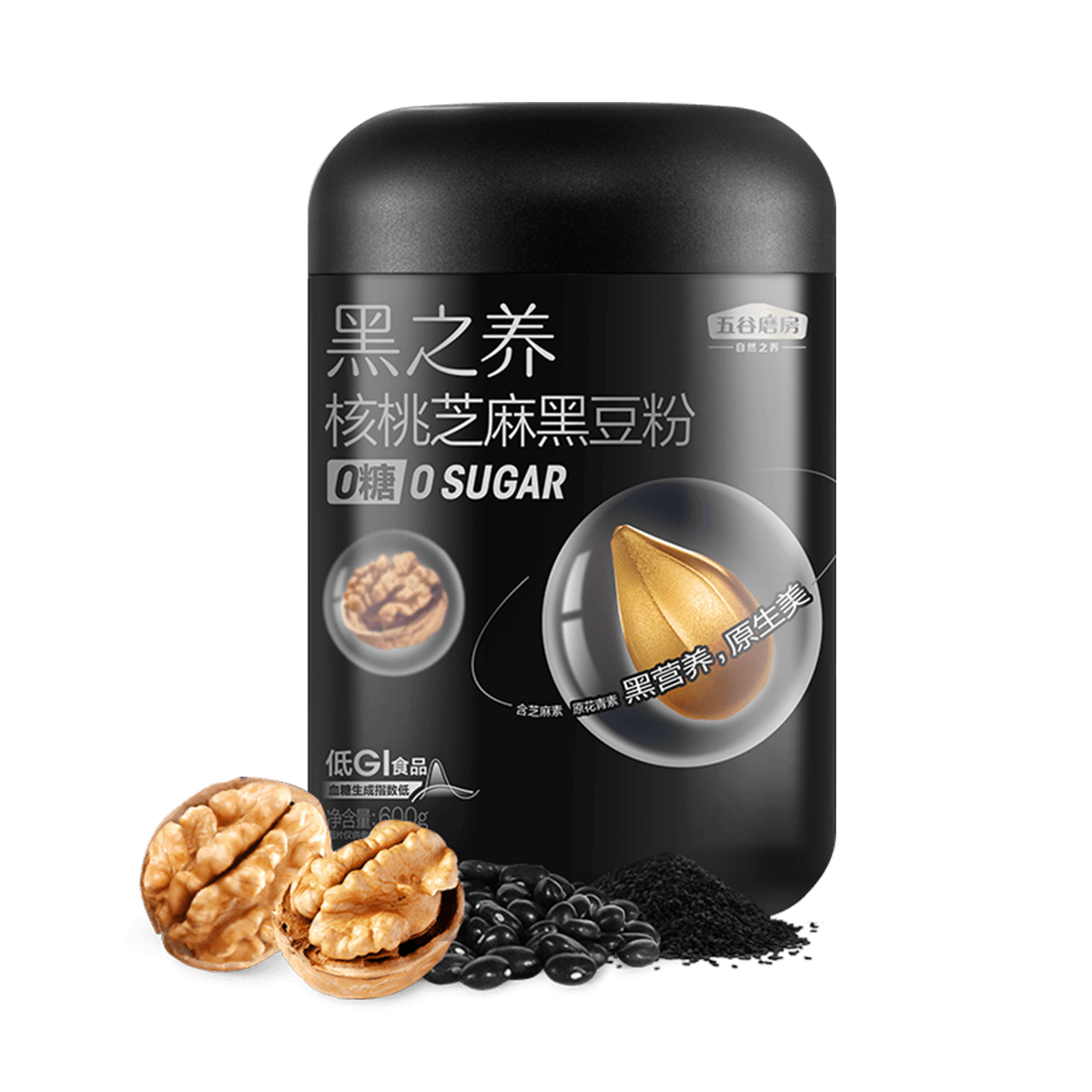 [2Packs] WUGU MOFANG Nut Sesame Black Bean Powder , Sugar-Free , 19.25 oz*2Packs