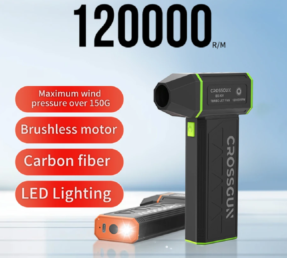 Gewelddadige ventilator (oplaadbaar) Multifunctioneel voor autowassen, stofverwijderen, sneeuwblazen en draagbaar haardrogen