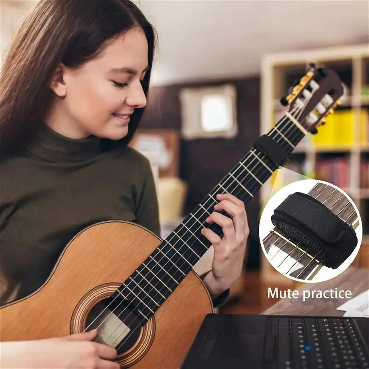 Corde per chitarra Miwayer Mute Noise Damper Mute Wraps Nastro per fascio di chitarra nero per chitarre, bassi e ukulele