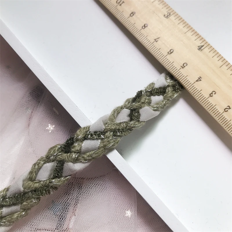 ชุดสีเขียวทวีตขอบกระเป๋าเสื้อผ้าลูกไม้ชุดใหม่แขนทอแบบ DIY อุปกรณ์เสื้อคอโปโลเสื้อริบบิ้นประดับสายรัด