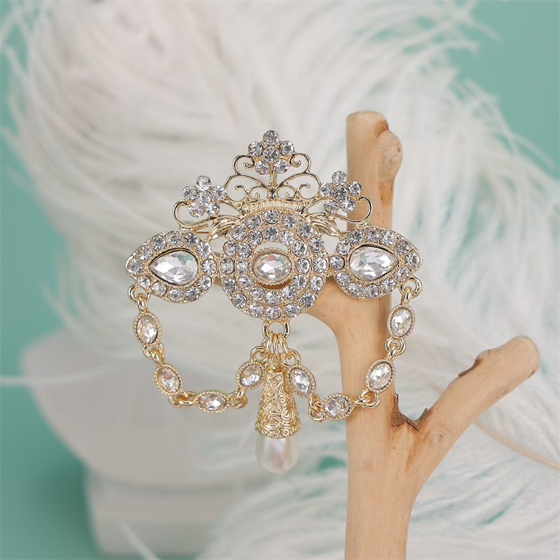 Brautbrosche, Schmuck, Blumenmuster, vergoldet, arabischer Stil, Hochzeitskleid, Anstecknadeln, Accessoires