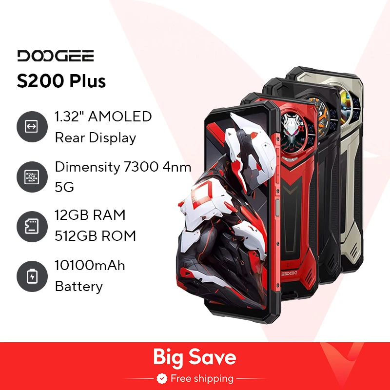 World Premiere DOOGEE S200 Plus 5G AI โทรศัพท์ที่ทนทานขนาด 7300 1.32 "จอแสดงผลด้านหลัง 12 + 512GB 6.72'' 10100mAh แบตเตอรี่สมาร์ทโฟน