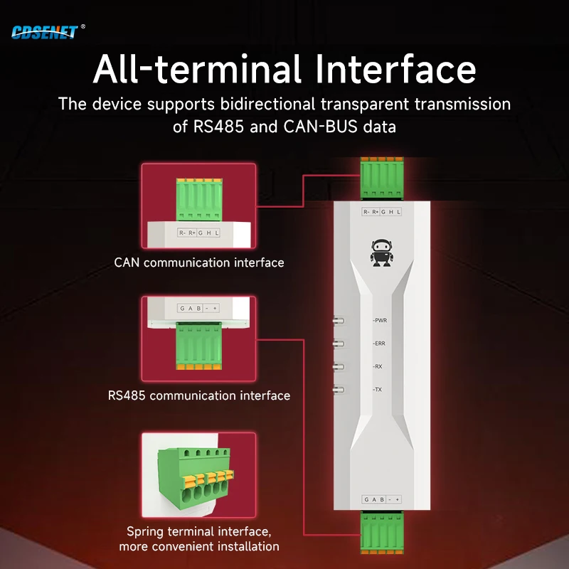 CAN-zu-Seriell-Protokoll RS485 CANBUS-Konverter CDSENT ECAN-101 Modbus All-Terminal-Schnittstelle Rahmenformate AT Command Baud Rate