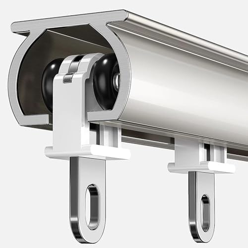 de riel de cortina resistente con tecnología Silent Glide para separadores de habitaciones y tratamientos de ventanas, montado