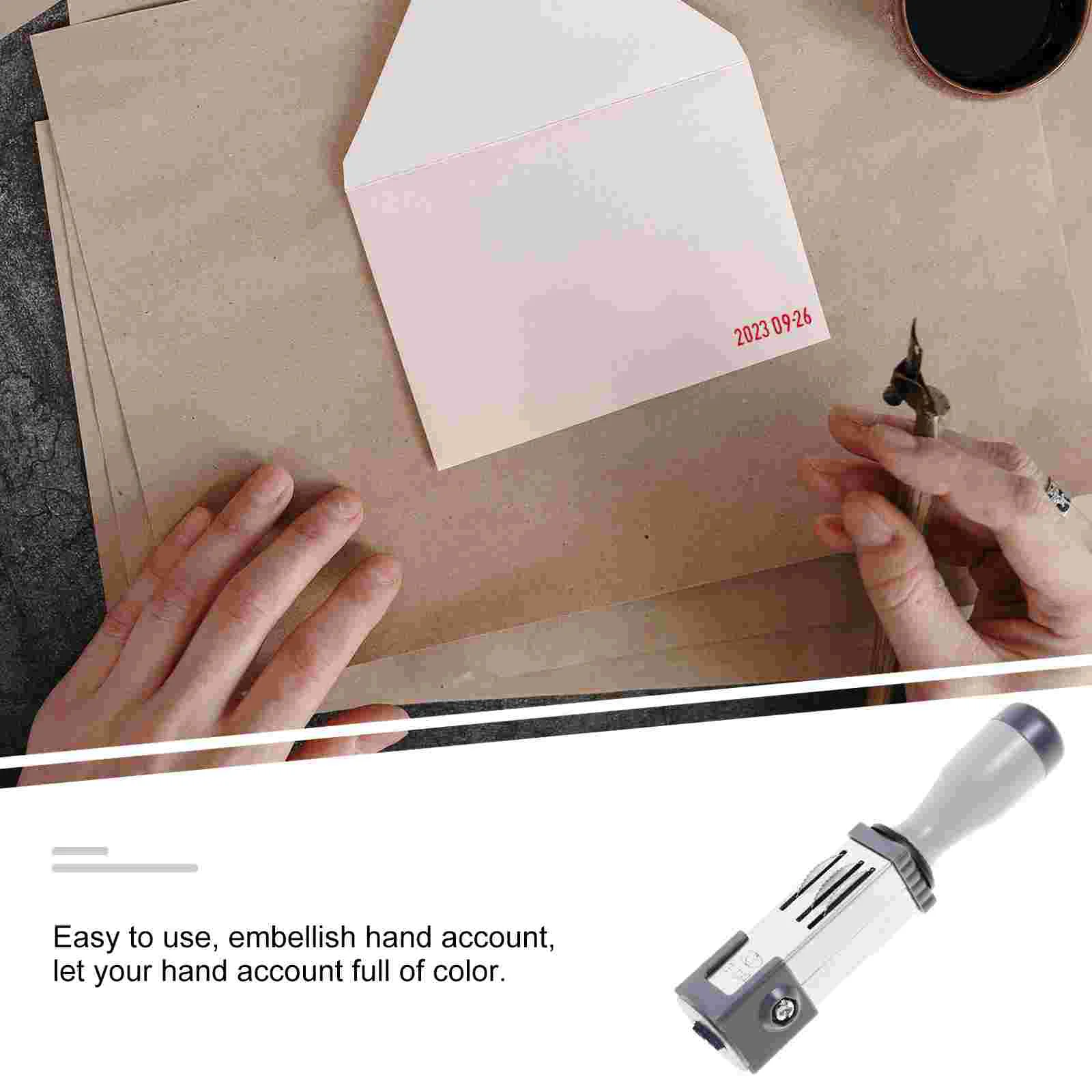 Date Stamp Material (round 21mm) Stamper for File Handle Silver Portable Rolling Office