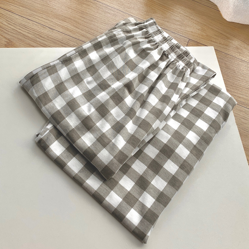 Sommer Frühling Gestrickte Baumwolle Herren Plaid Nachtwäsche Hosen Lose Weiche Lange Hosen Homewear Atmungsaktive Männliche Lounge Schlaf Bottoms