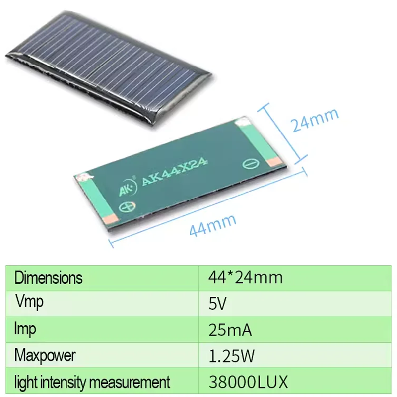 태양광 패널 드립 글루 보드, 다결정질 실리콘 모듈, 야외 충전 DC 모터, 44X24, 5V, 30MA