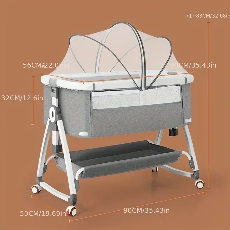 Folding Bed Children Multi Functional Baby Crib Foldable Height Adjustment Splicing Cama Plegables Para Children's Furniture