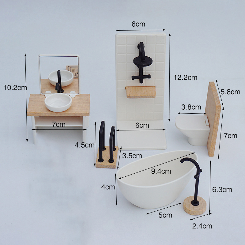 1/12 maison de poupée Simulation lavabo baignoire toilette modèle maison de poupée salle de bain décor maison de poupées Miniature meubles accessoires
