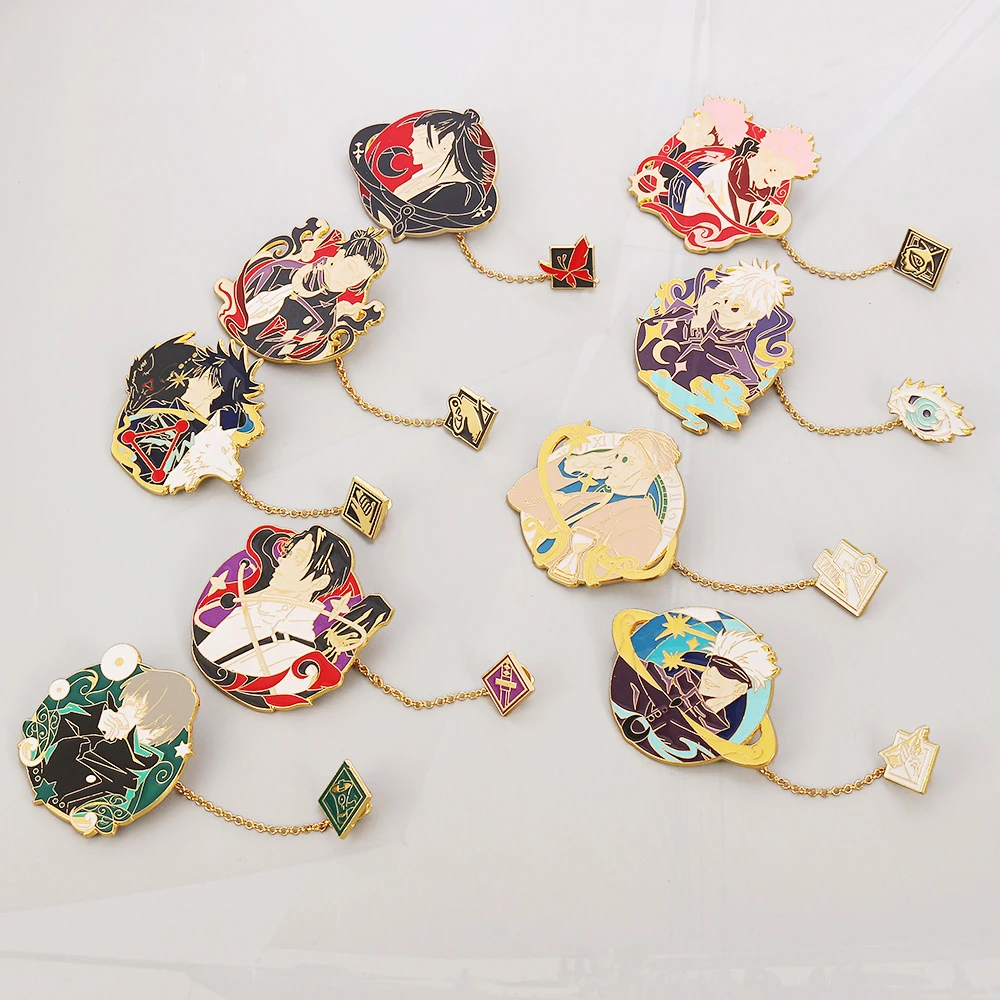 ไอคอน Jujutsu Kaisen เคลือบ Pins Pines เสื้อผ้ากระเป๋าเป้สะพายหลัง Badge Lapel Pins เครื่องประดับของขวัญ PF742 คอลเลกชันอะนิเมะญี่ปุ่น