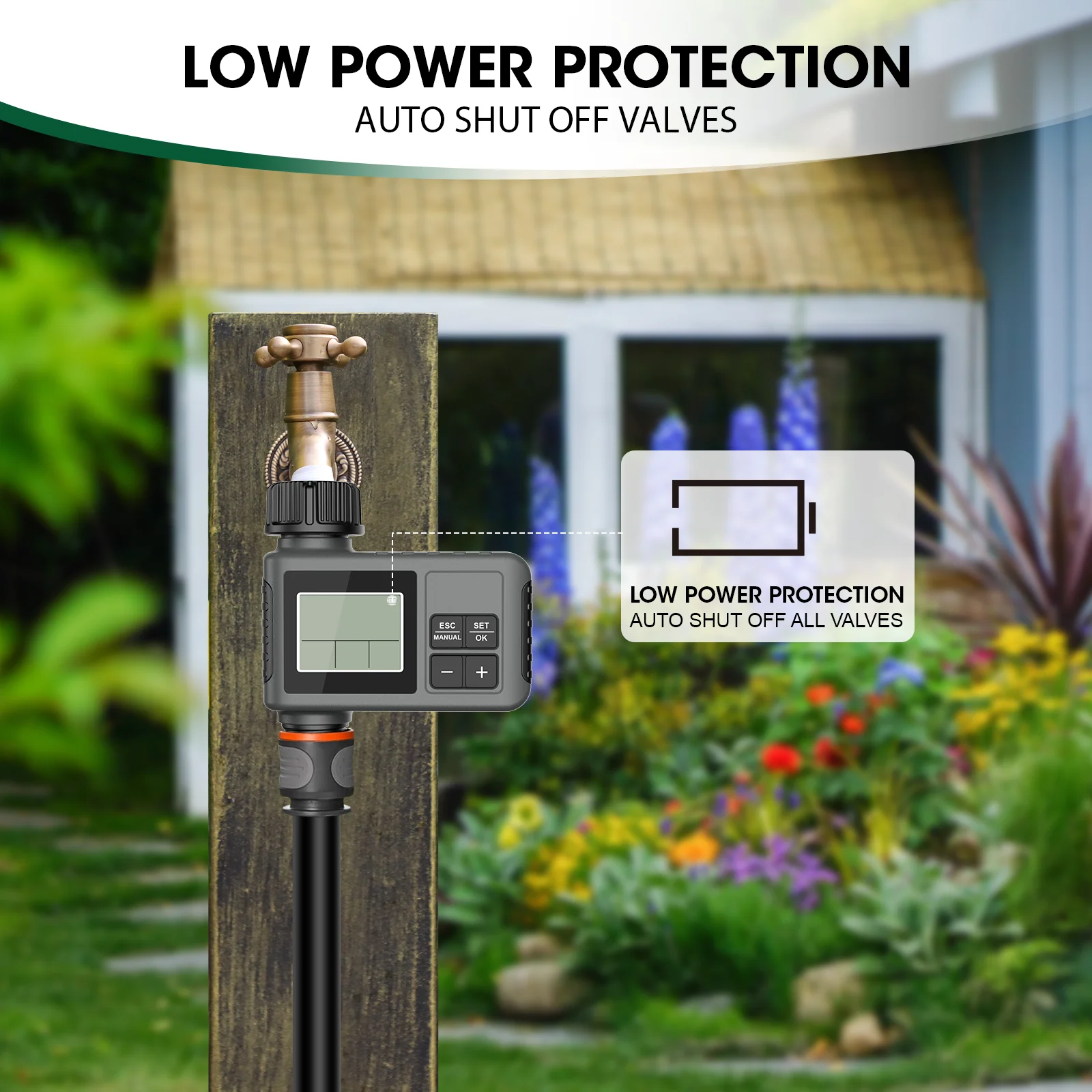 Insoma Automatischer Wassertimer Intelligentes Bewässerungssystem Sprinkler-Timer Gartenprogrammierer Ausrüstung IPX7 LCD-Display