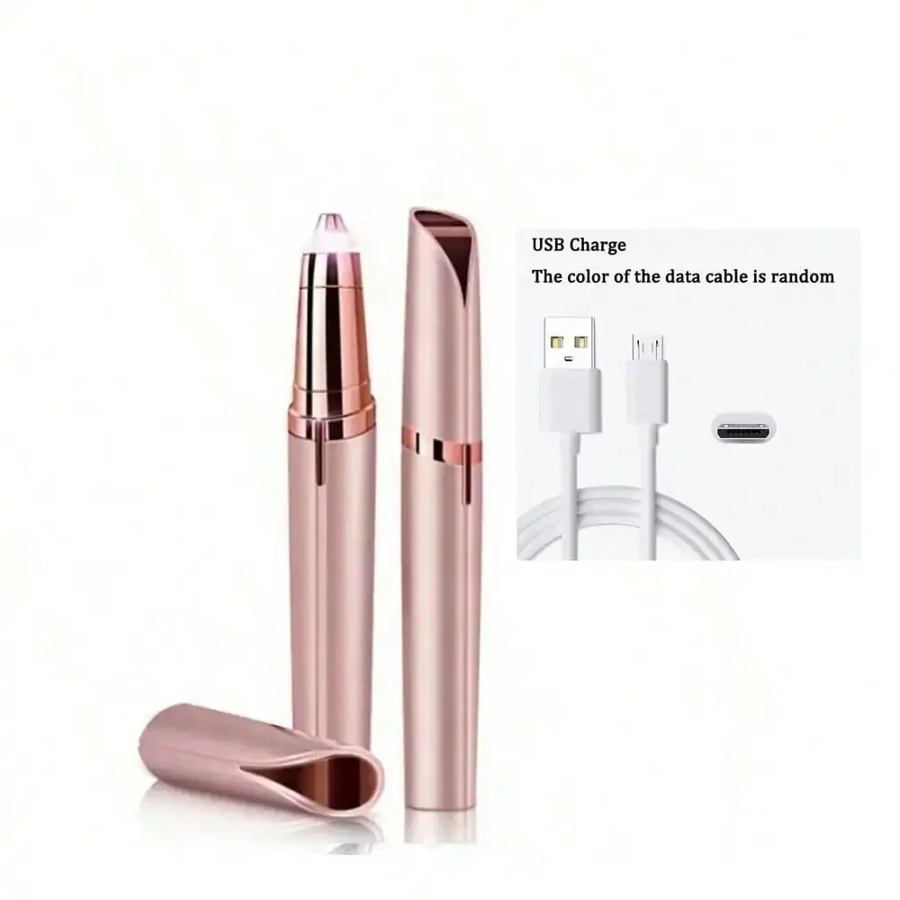 Pluma eléctrica portátil para recortar cejas, recargable por Usb, indolora, de precisión, removedor de pelo de cejas