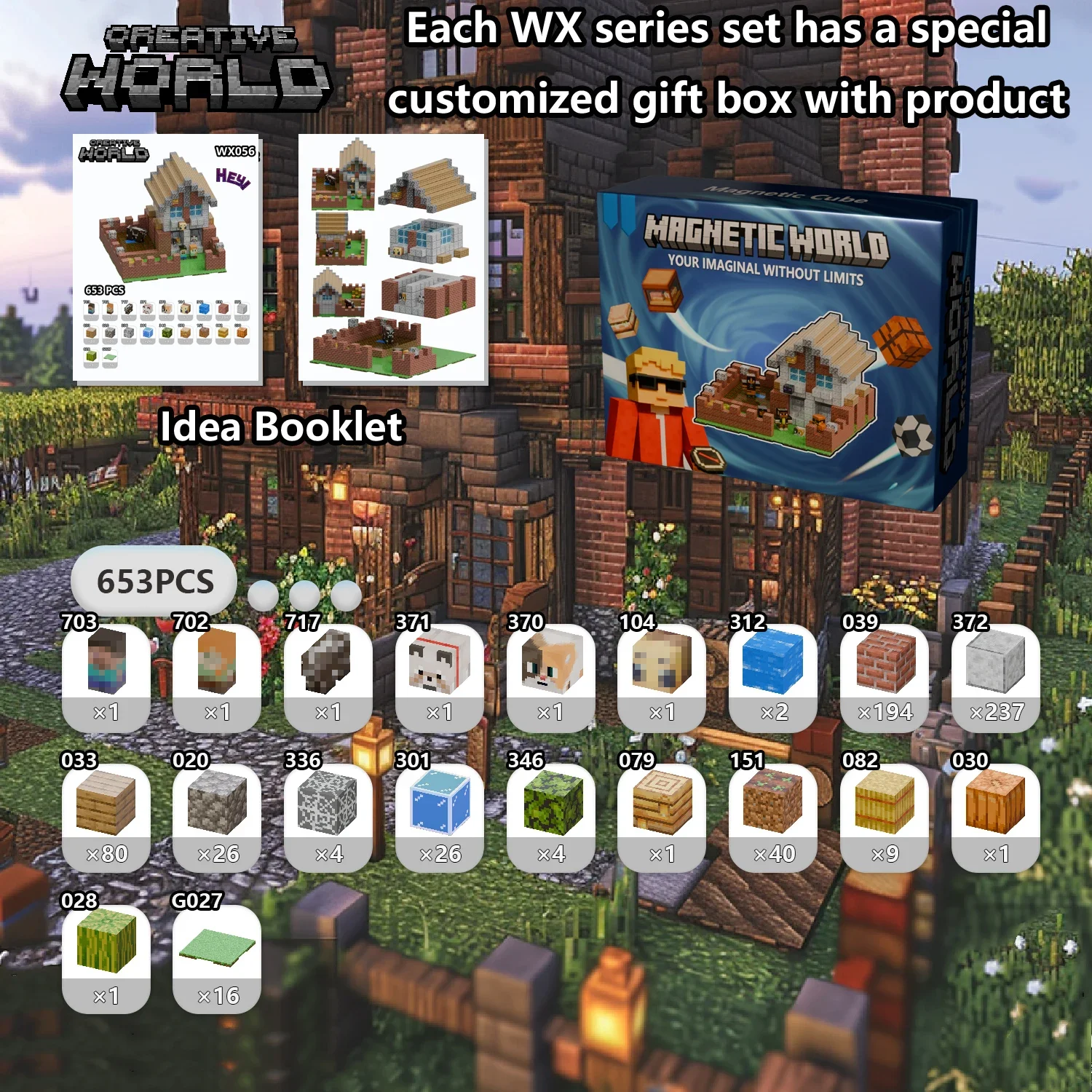 บล็อกอาคารแม่เหล็ก Mine World แม่เหล็ก Cube ชุดสําหรับเด็กผู้หญิงเด็กอายุ 3 + DIY พิกเซลสไตล์เด็ก STEM Baseplates ของเล่น