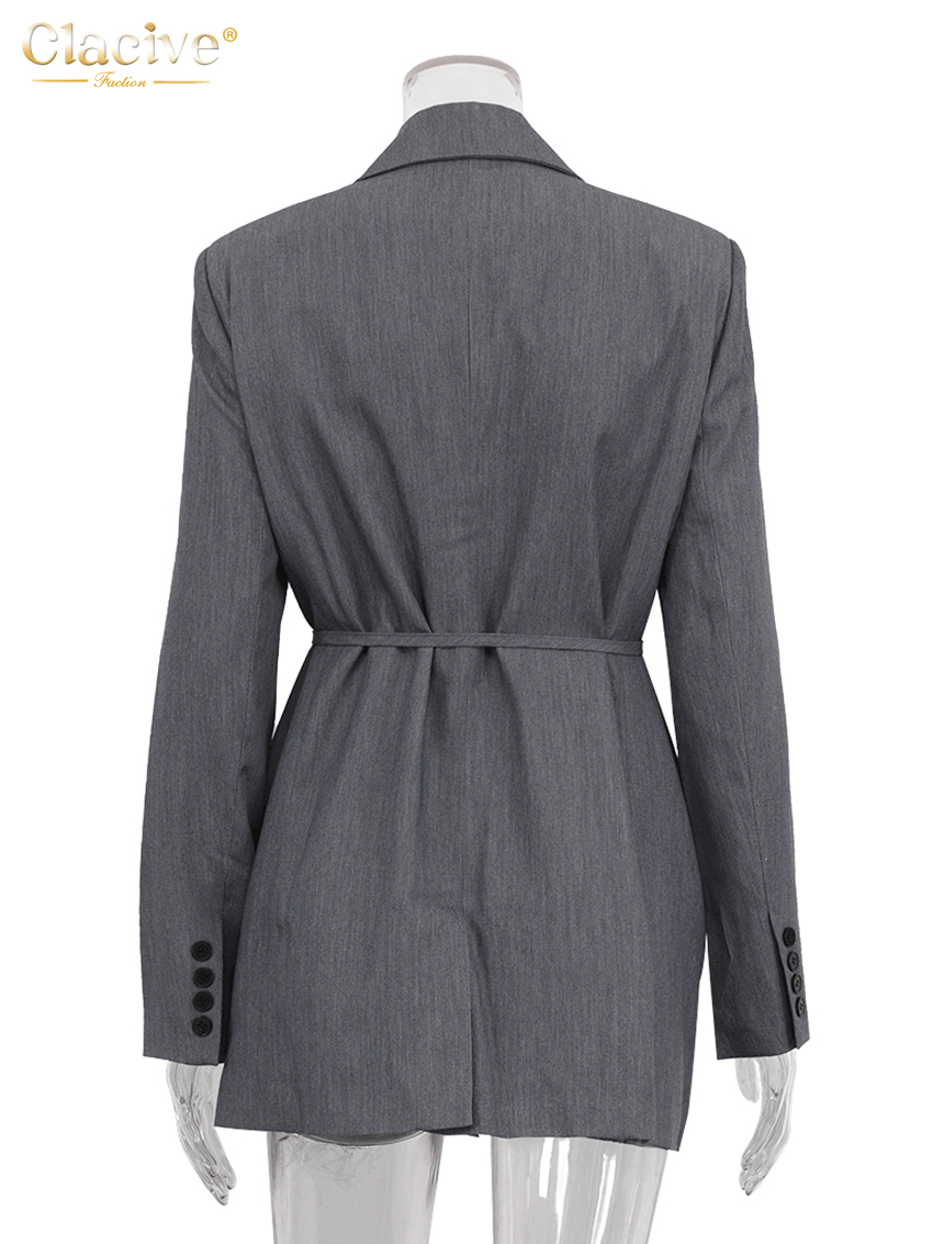 Clacive เสื้อเบลเซอร์แฟชั่นสำหรับผู้หญิง, เสื้อเบลเซอร์คอปกแขนยาว2025ลำลองเสื้อลูกไม้คลาสสิก