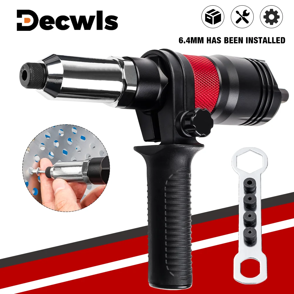 Máquina de rebitagem, adaptador de pistola de rebite elétrico, ferramenta de rebitagem doméstica de 2,4mm-3,2mm-4,0mm-4,8mm-6,4mm com alça,máquina de rebitagem multifuncional sem fio,adequada para furadeiras elétricas