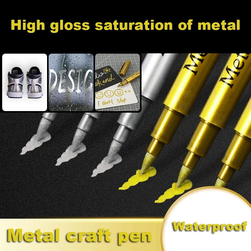 2/1 PC แปรง METALLIC MARKER ปากกาทองเงินสีถาวร Art MARKER สําหรับมังงะหัตถกรรม Scrapbooking เครื่องเขียนโรงเรียน