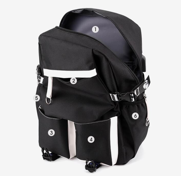 MINISO Lovely Kuromi Melody Backpack USB Girls Boys School Bag For Teens Canvas Laptop Back Pack Capacity Rucksack Anime