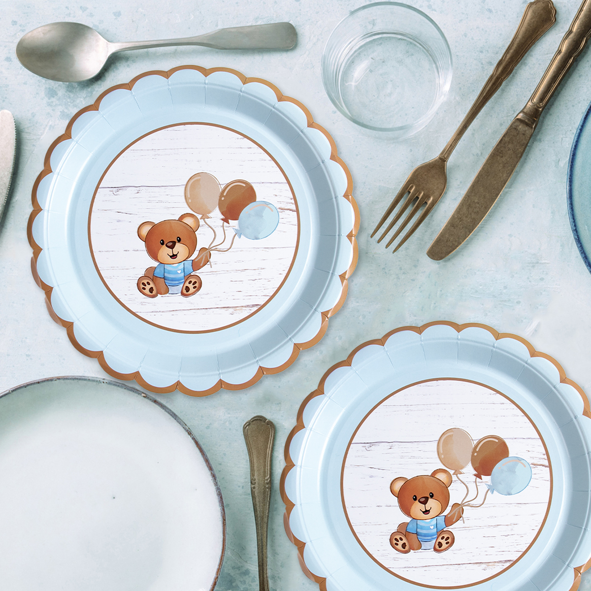 Bear Baby Shower Decorations Paper Plates Cups Napkins Disposable Tableware Birthday Party Supplies Bear Themed Party Decor