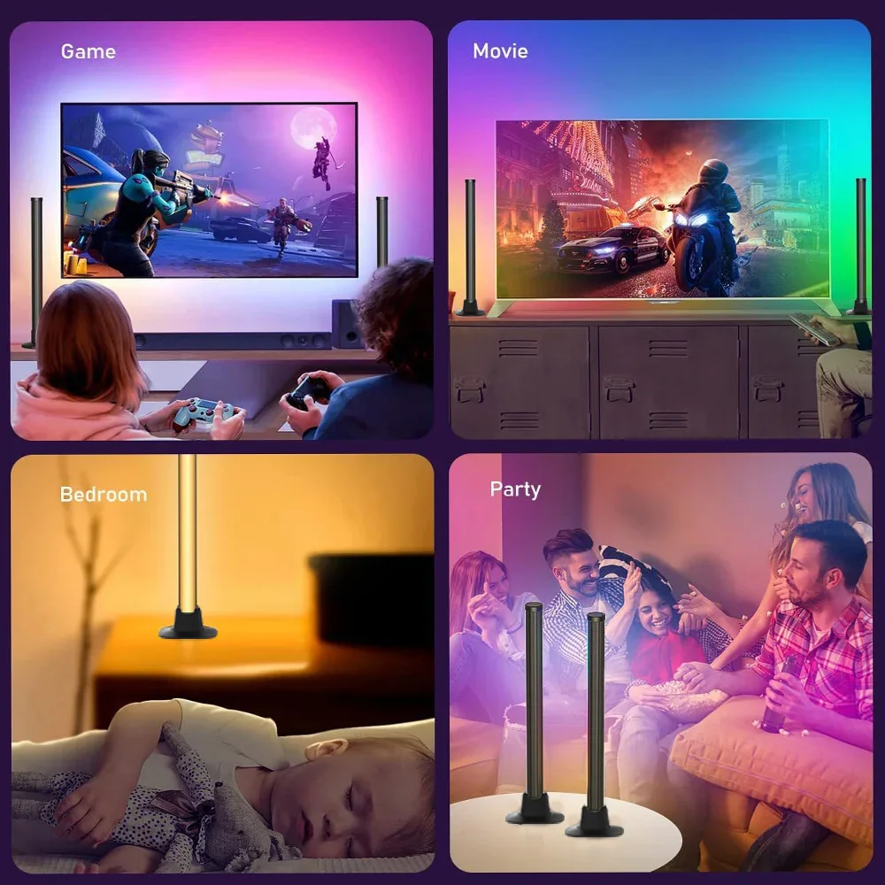 Luz LED nocturna de ambiente RGB con WIFI, lámpara con detección de ritmo musical, juego, dormitorio, decoración de Festival, luces de Control Bluetooth