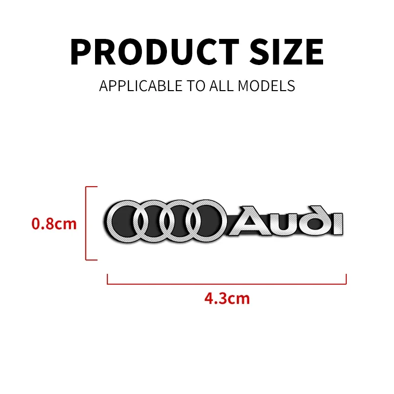 New Car Audio Decorate 3D Aluminum Badge Emblem Sticker For Audi Q5 Q3 Q2 Q7 A3 B5 B6 B7 B8 B9 8P 8V 8L A5 A4 C6 Car Accessories
