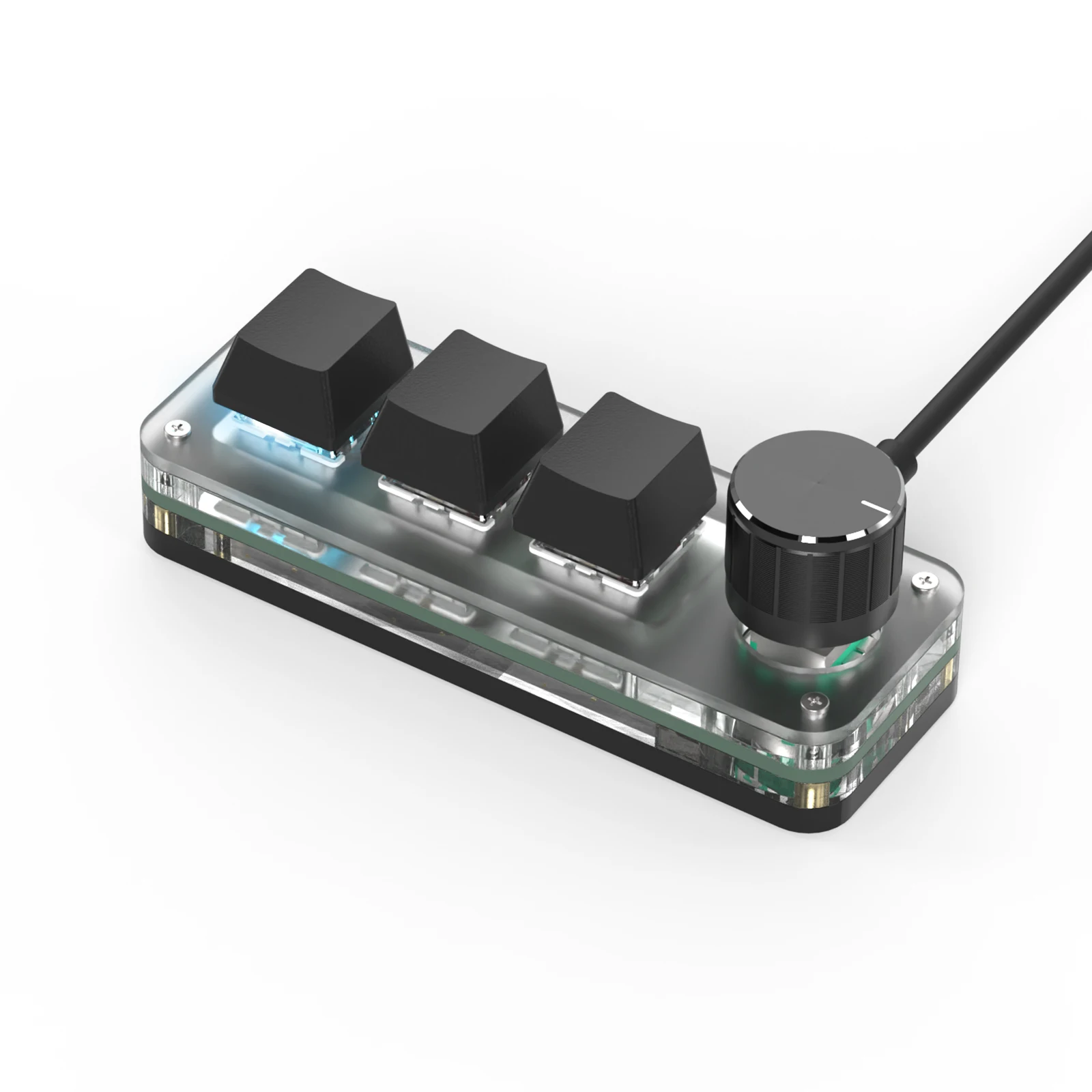 Macropad-teclado de programación Macro RGB, Mini intercambio en caliente para videojuegos, teclado con perilla personalizada, interruptor rojo, perilla de 3 teclas para Photoshop Multimedia