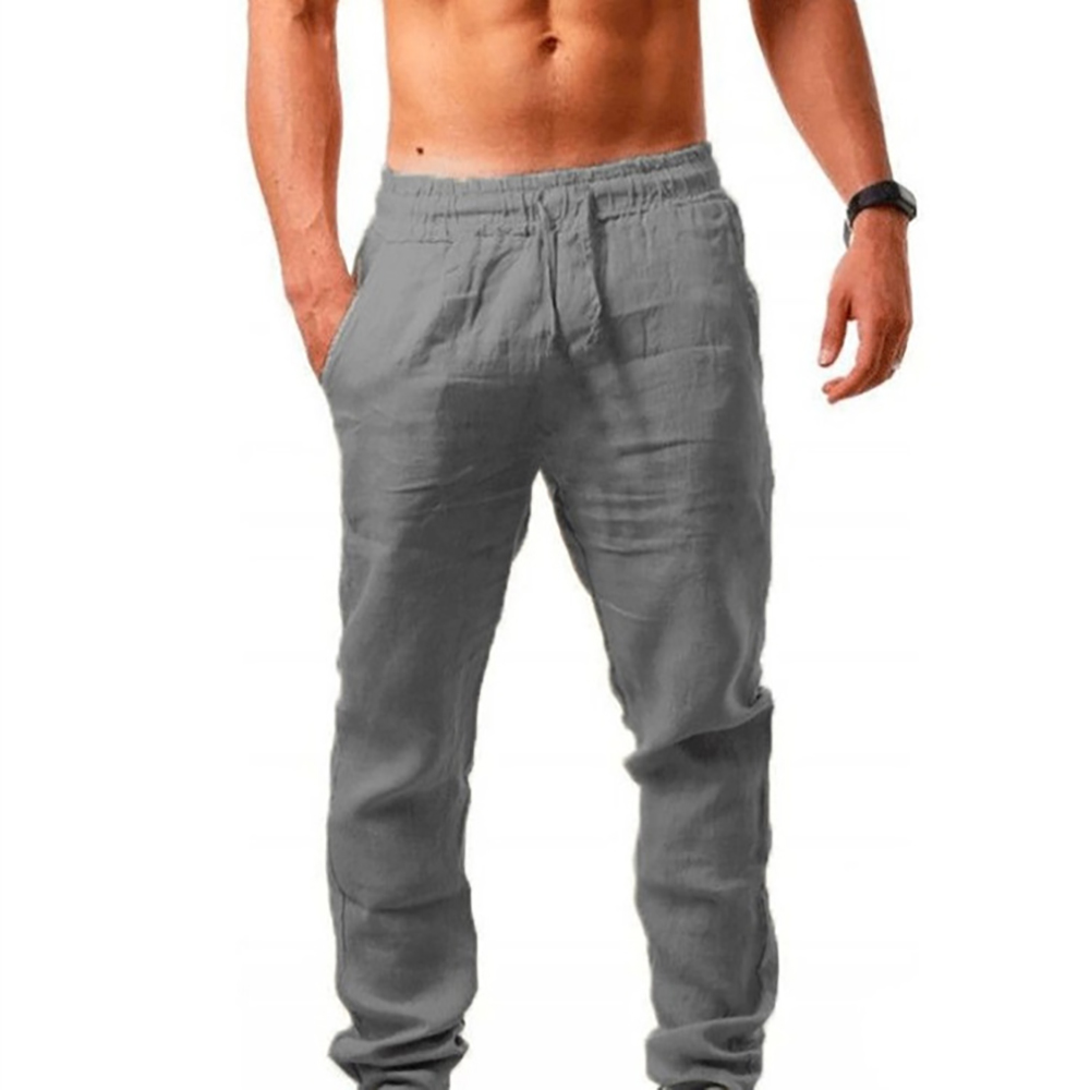 Pantaloni lunghi leggeri da uomo Pantaloni larghi traspiranti tinta unita estivi Pantaloni casual in vita elastica maschile Pantaloni Harajuku
